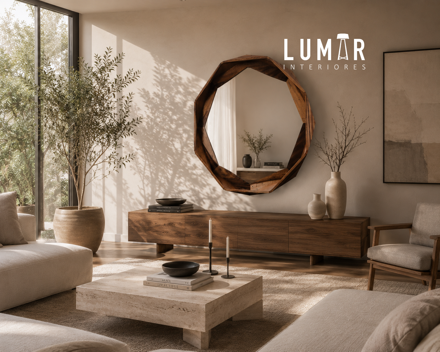 Espejo Octagonal Parota Para Comedor o Recámara Querétaro